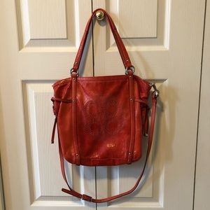 Coral over the shoulder coach purse
